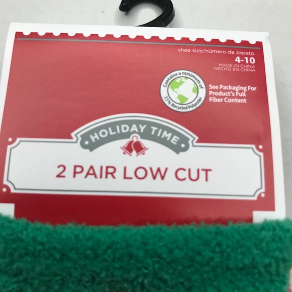 2 Pair Pack Holiday Time Women's Low Cut Socks Red/Green Gingerbread Man 4-10 - Picture 5 of 6